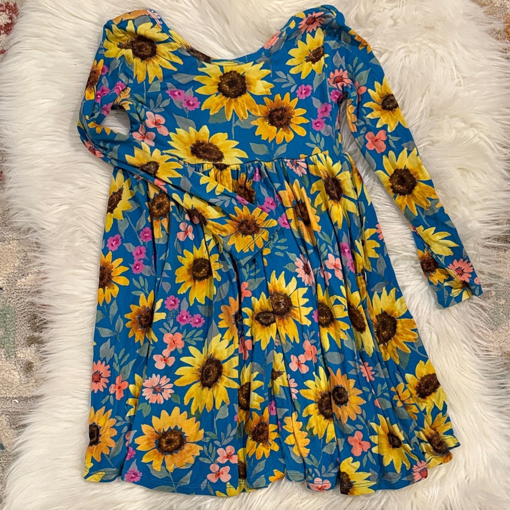 Little Sleepies Sunflower and Floral Blue Dress